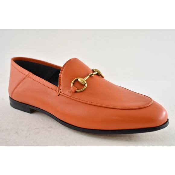 Gucci Brixton Collapsible Deep Orange Leather Horsebit Slipper Flat Loafer 36 - Picture 5 of 16